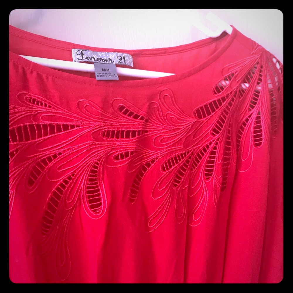 Adorable laser cut red/coral blouse